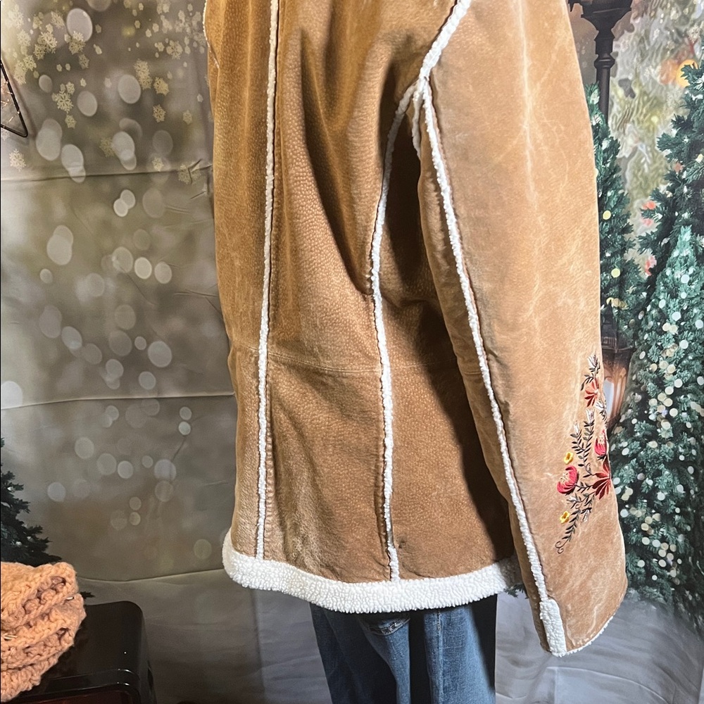 🧥St. John’s Bay Westerncore Embroidered Shearling-Trim Teddy Jacket | Sz Large - Picture 12 of 16
